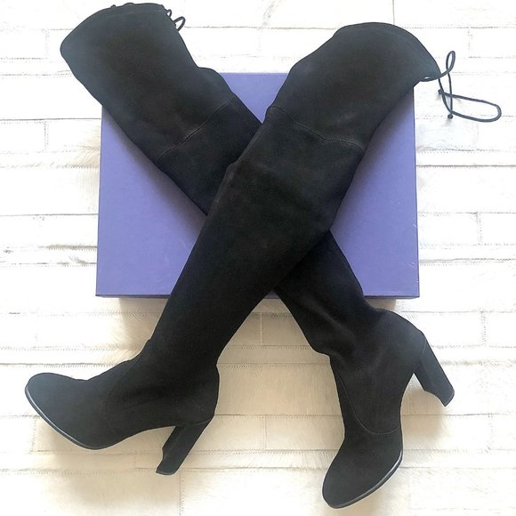 2xHP🎉 Stuart Weitzman Highland Over-The-Knee Suede Boots in Black - Picture 3 of 12